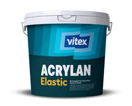 Εικόνα της Vitex Acrylan Elastic Ελαστομερές Στεγανωτικό Χρώμα Νερού Εξωτερικών Καθέτων Επιφανειών Λευκό Ματ