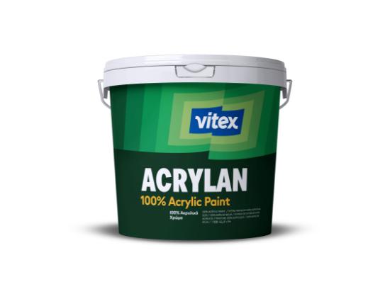 Εικόνα της Vitex Acrylan 100% Ακρυλικό Χρώμα Εξωτερικής Χρήσης Νερού Λευκό Ματ