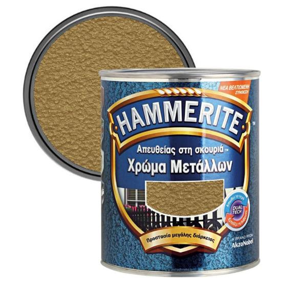 Εικόνα της Hammerite Χρώμα 3 σε 1 Απευθείας στην Σκουριά Σφυρήλατο Χρυσό 750ml
