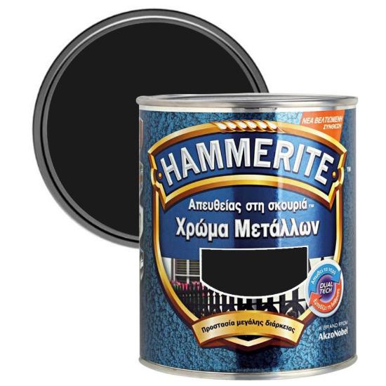 Εικόνα της Hammerite Χρώμα 3 σε 1 Απευθείας στην Σκουριά Σατινέ Μαύρο 750ml