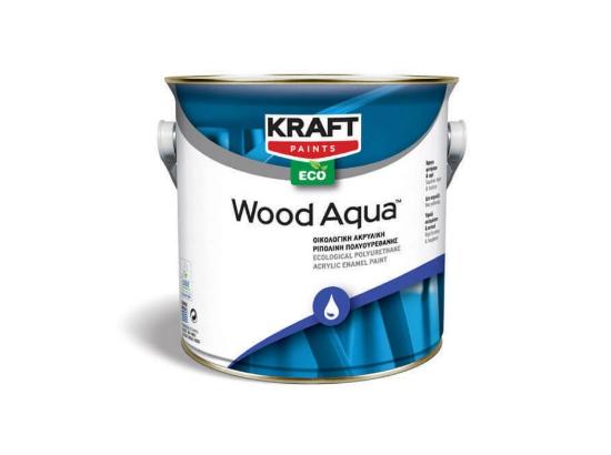 Εικόνα της Kraft Wood Aqua Eco Οικολογική Ακρυλική Ριπολίνη Πολυουρεθάνης Λευκό Σατινέ