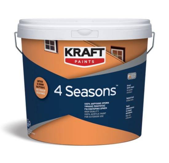 Εικόνα της Kraft 4 Seasons 100% Ακρυλικό Χρώμα Υψηλής Ποιότητας για Εξωτερική Χρήση Λευκό Ματ