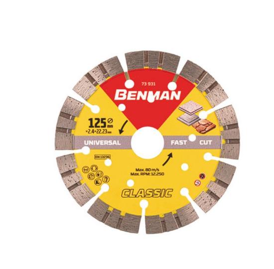 Εικόνα της Benman 72589 Διαμαντόδισκος Γενικής Χρήσης Classic Fast Cut 125x22.2x2.4mm