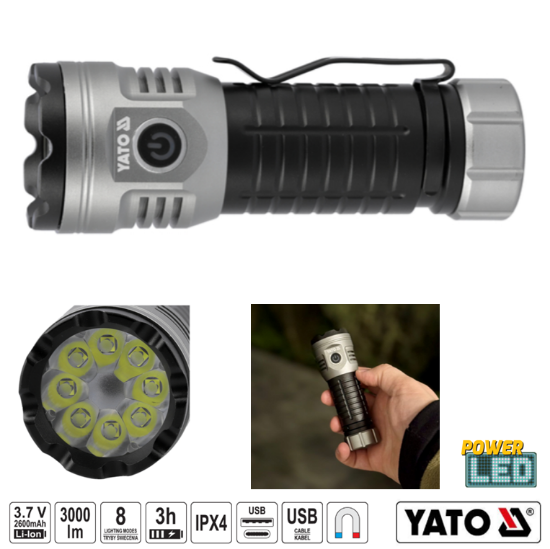 Εικόνα της Yato Φακός Επαναφορτιζόμενος 3000LM YT-085612
