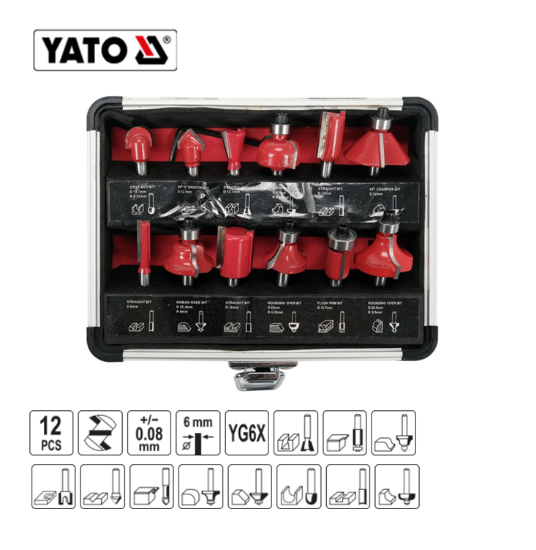 Εικόνα της Yato Κοπτικά Ρούτερ 6MM Σετ 12ΤΜΧ YT-68006