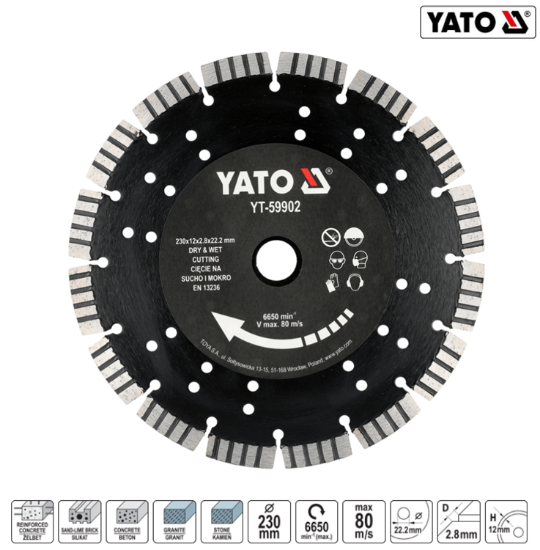 Εικόνα της Yato Διαμαντόδισκος Μπετού 230mm YT-59902 - 230.0mm-Διάμετρος