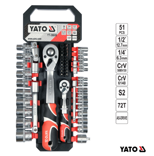 Εικόνα της Yato Καρυδάκια 1/4-1/2 Σετ 51TEM YT-38680