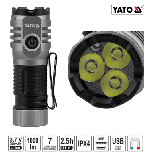 Εικόνα της Yato Φακός Επαναφορτιζόμενος 1000LM YT-085610